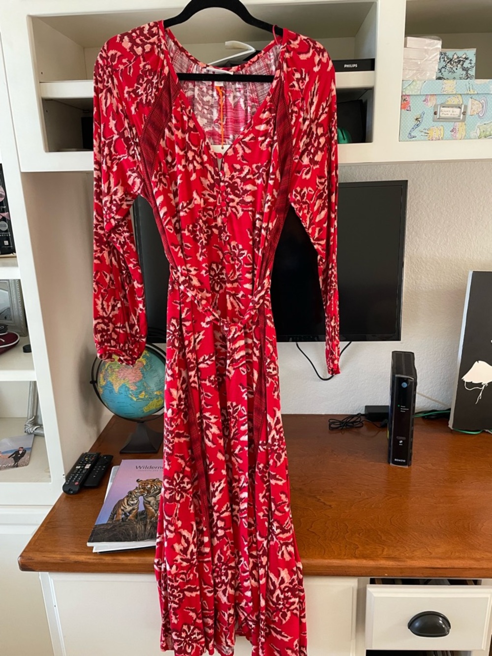 Knox Rose Red Floral Long Sleeve Maxi Dress